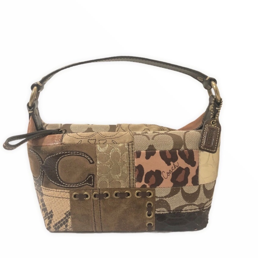 Coach brown patchwork mini bag
